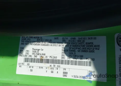 2014 Ford Fiesta Titanium из США, поврежденный, VIN 3FADP4CJ6EM212162